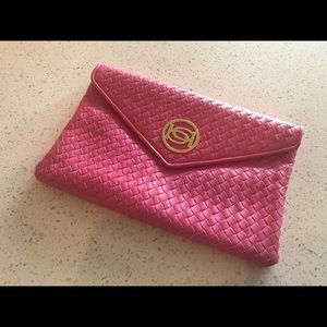 Bebe hot pink clutch